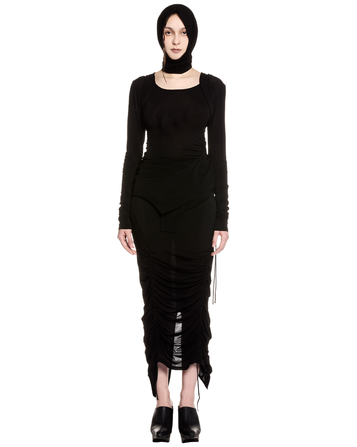 stretch layered hijab / M259AC02 - black - mukcyen online