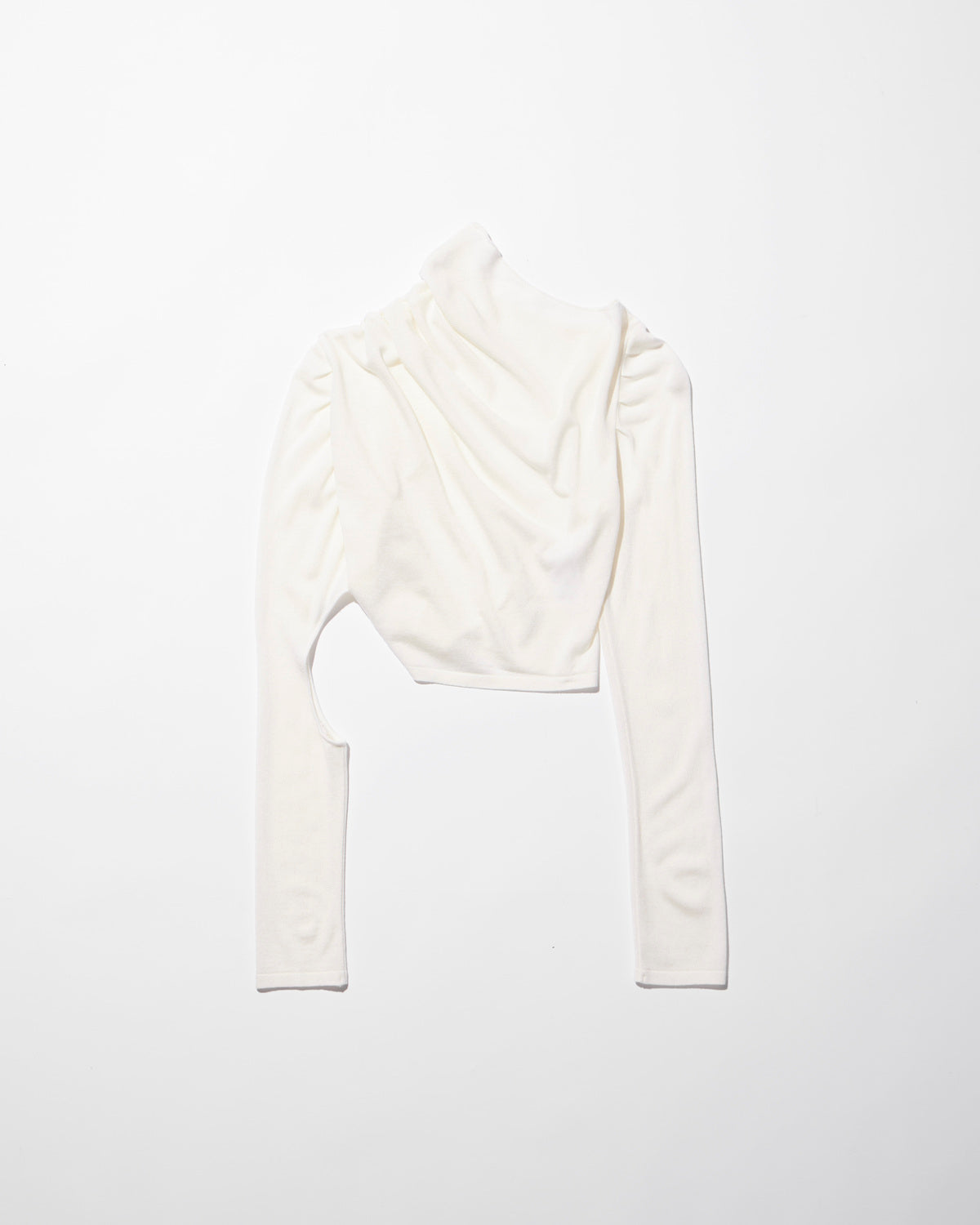asymmetrical knit long sleeves / M259TS04 - white - mukcyen online