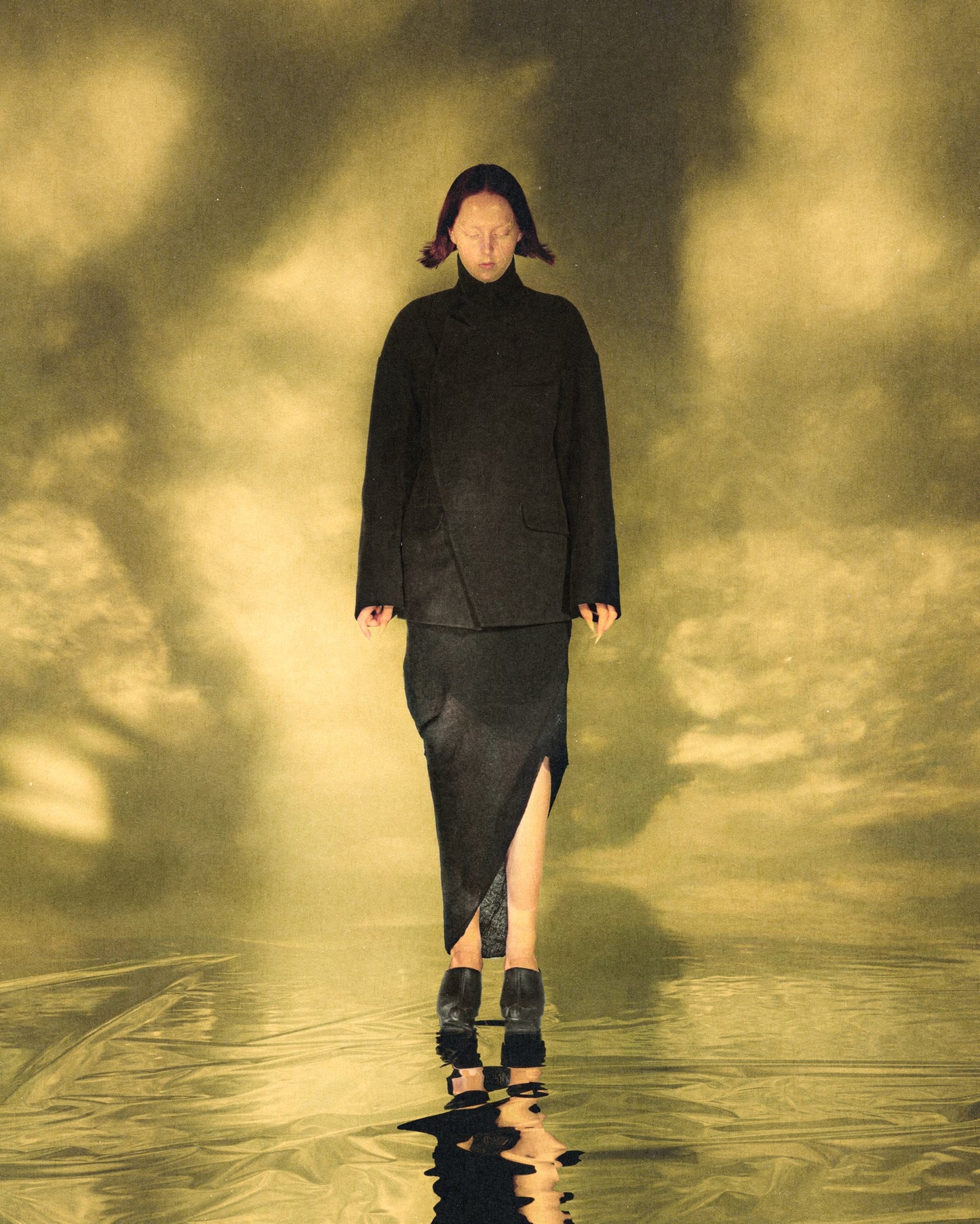draped knit dress / M259DR02 - black - mukcyen online