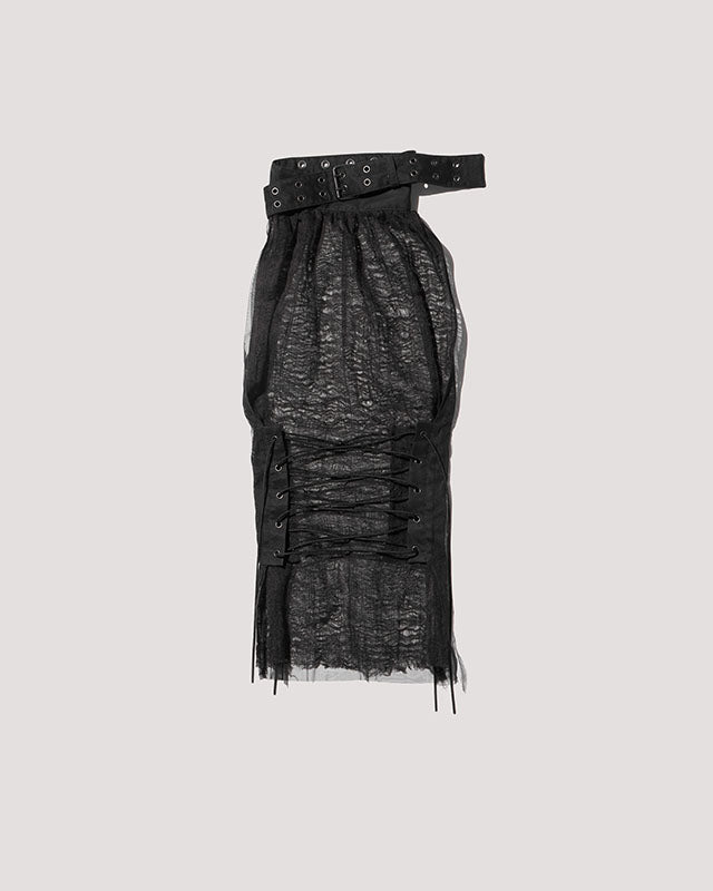 layered tulle gauze halter top / M266TS11 - black