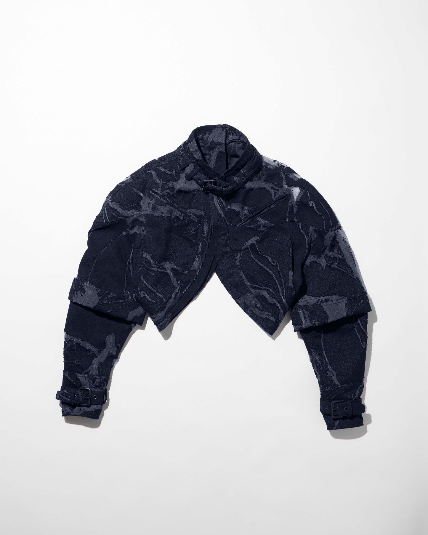 scapular harness jacket-burnout treated denim / M266BL03 - black