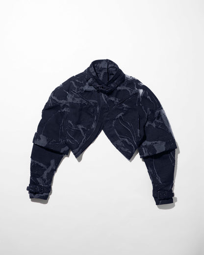scapular harness jacket-burnout treated denim / M266BL03 - black
