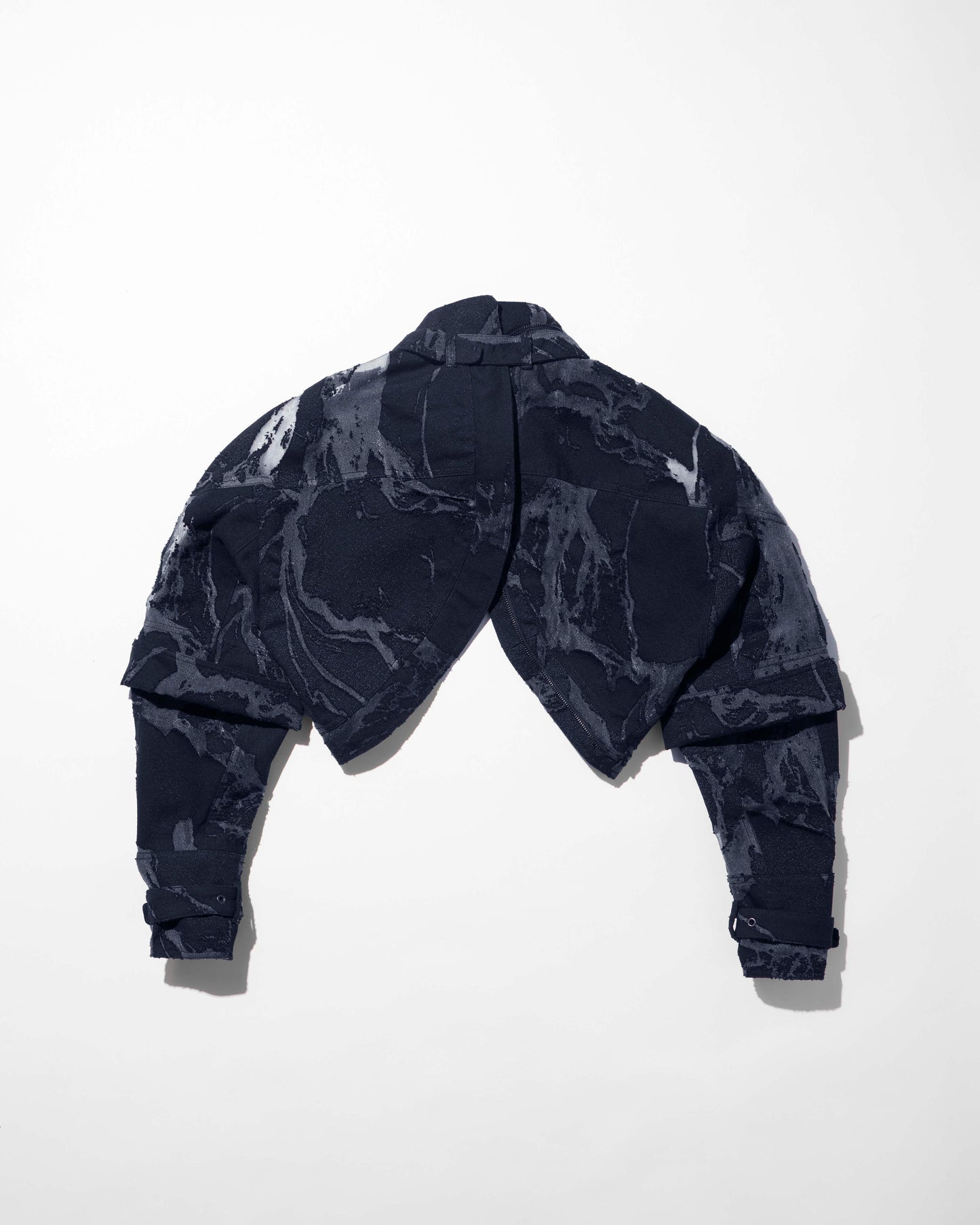 scapular harness jacket-burnout treated denim / M266BL03 - black