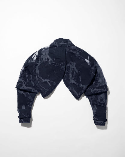 scapular harness jacket-burnout treated denim / M266BL03 - black