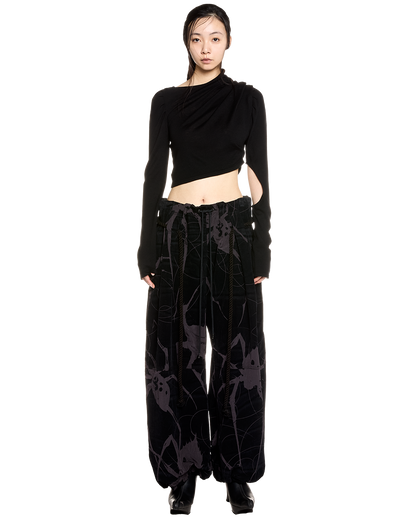 asymmetrical knit long sleeves / M259TS04 - black - mukcyen online