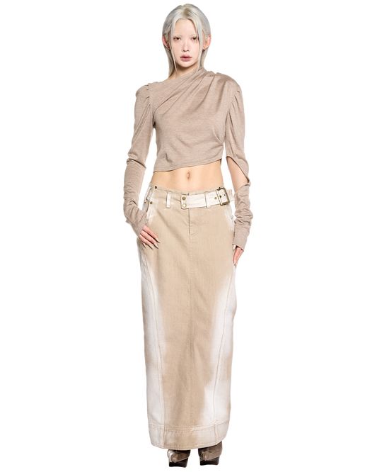 asymmetrical knit long sleeves / M259TS04 - brown - mukcyen online