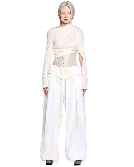 asymmetrical knit long sleeves / M259TS04 - white - mukcyen online