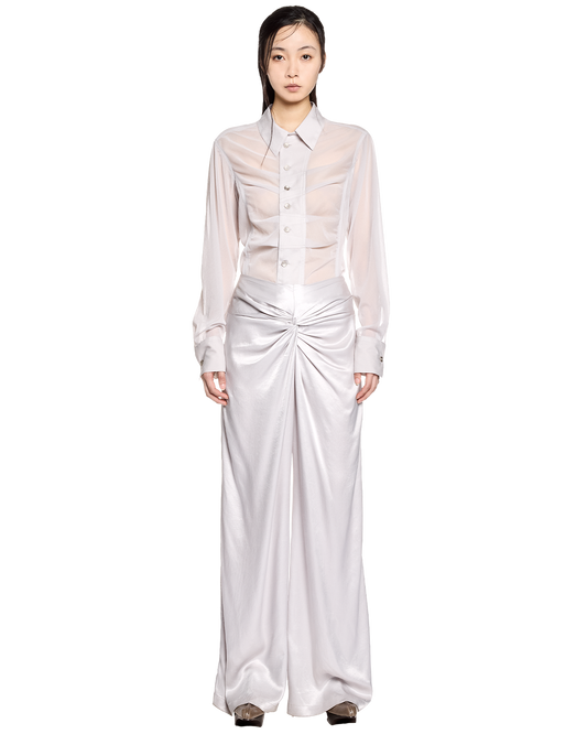 twisted satin pants / M259PT01 - ecru - mukcyen online