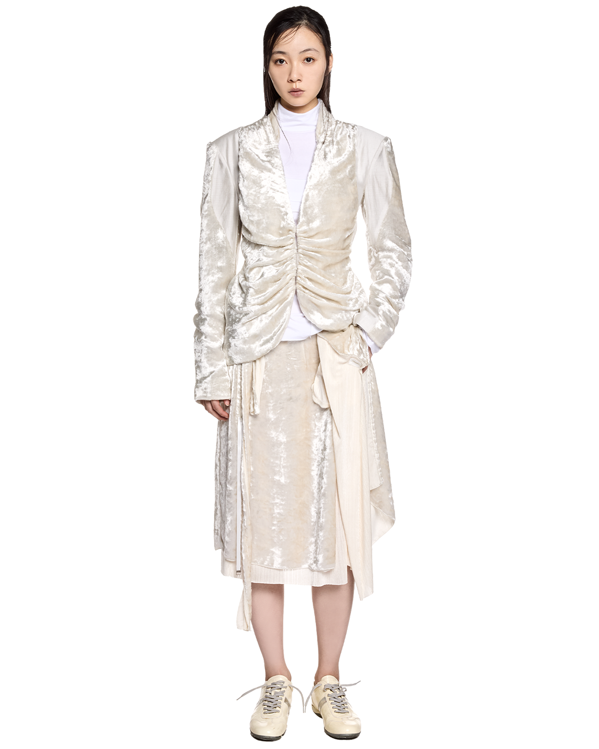 velvet draped jacket / M259JK02 - ecru - mukcyen online