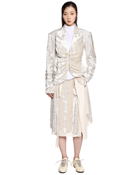 velvet draped jacket / M259JK02 - ecru - mukcyen online