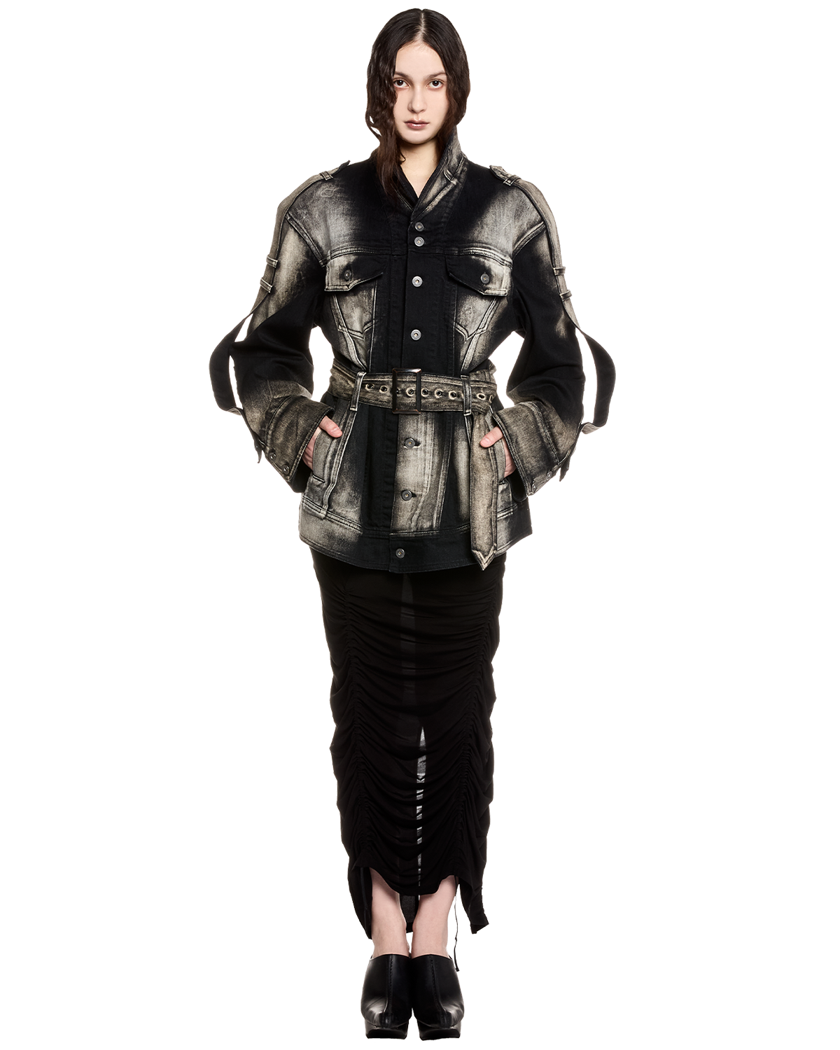stretch layered skirt / M259SK05 - black - mukcyen online