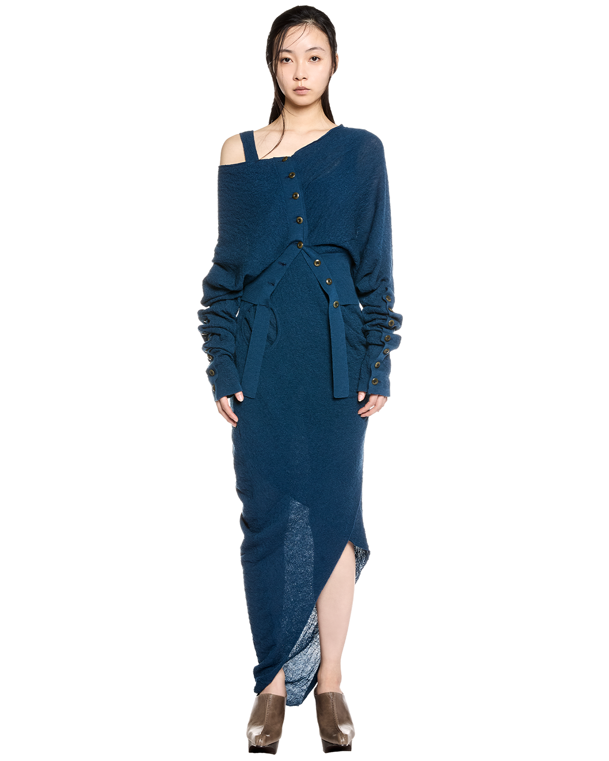 deformed knit cardigan / M259CD02 - navy - mukcyen online