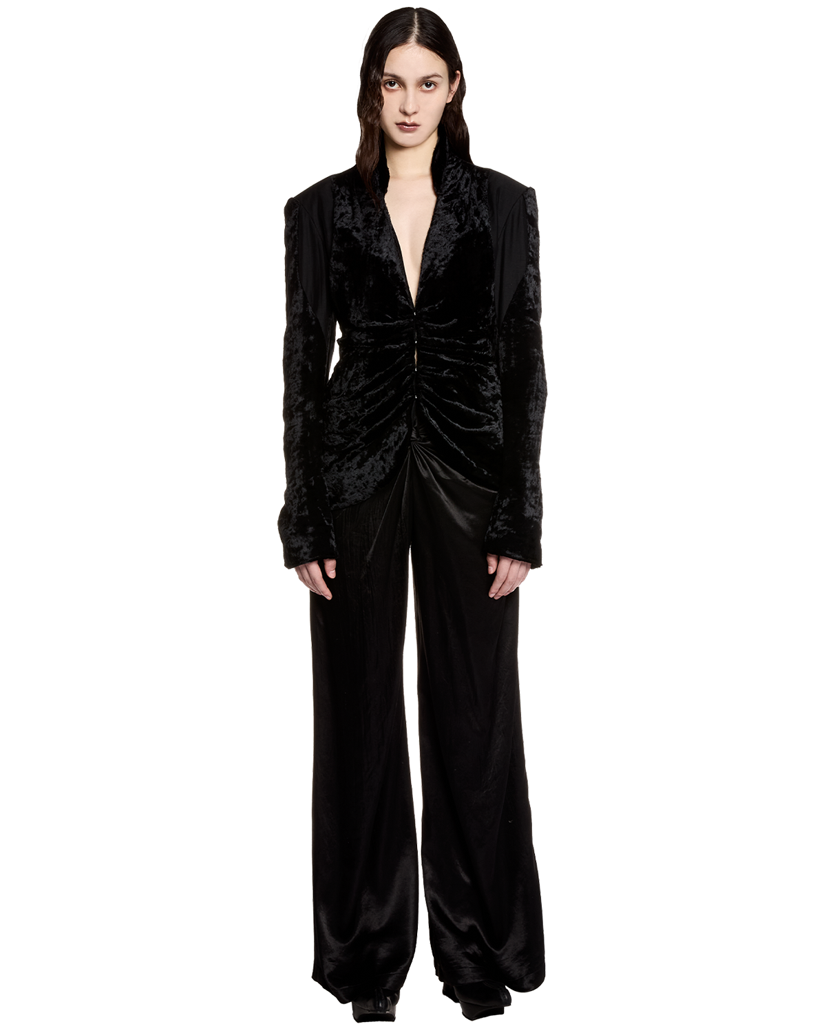 twisted satin pants / M259PT01 - black - mukcyen online