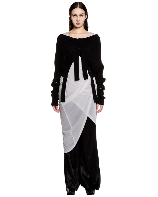 sheer draped dress / M259DR04 - ecru - mukcyen online