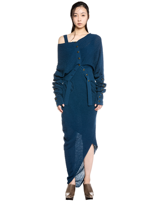 draped knit dress / M259DR02 - navy - mukcyen online