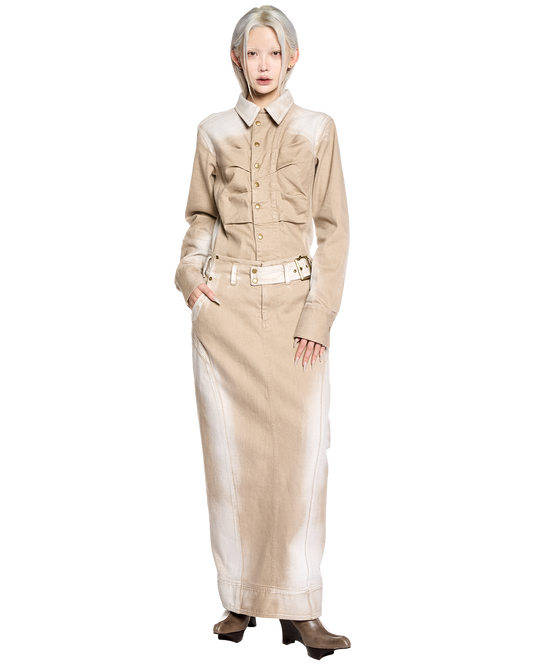short zip denim shirt / M259SH02 - beige - mukcyen online