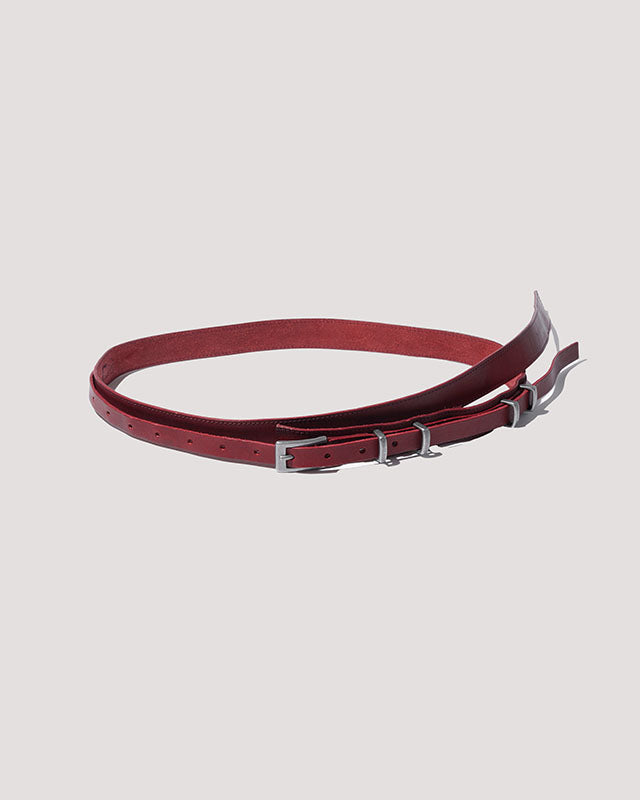 narrow layered belt / M266AC09 - red