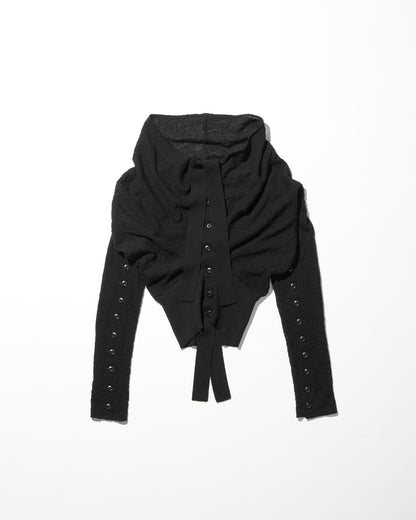 deformed knit cardigan / M259CD02 - black - mukcyen online