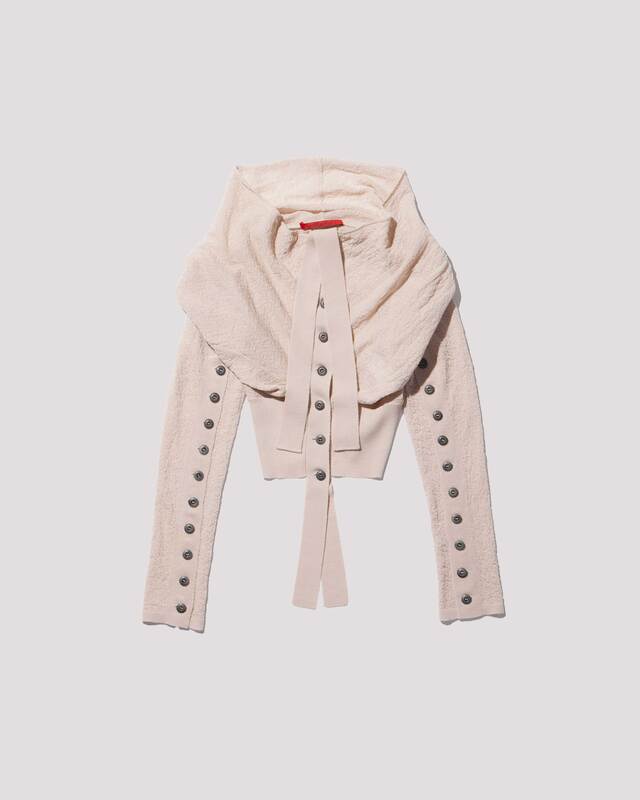 deformed knit cardigan / M259CD02 -  ivory