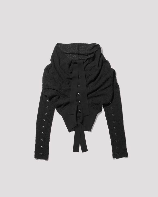 deformed knit cardigan / M259CD02 -  black
