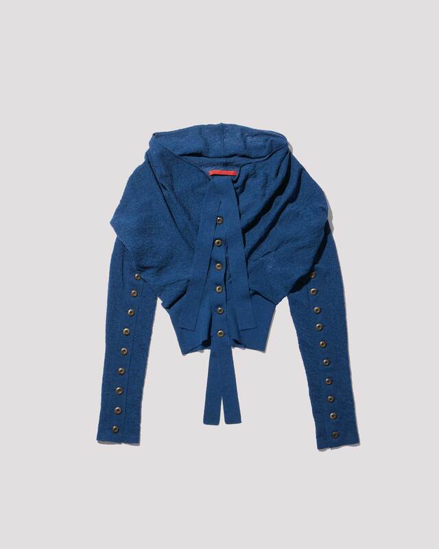 deformed knit cardigan / M259CD02 -  navy