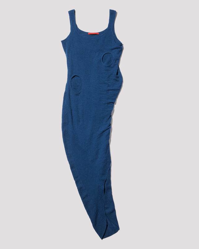 draped knit dress / M259DR02 - navy