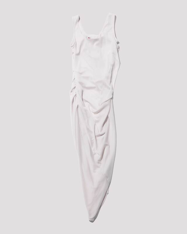 sheer draped dress / M259DR04 - ecru