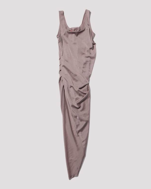 sheer draped dress / M259DR04 - rose brown
