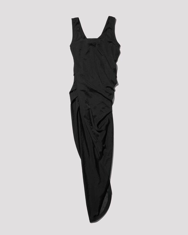 sheer draped dress / M259DR04 - black