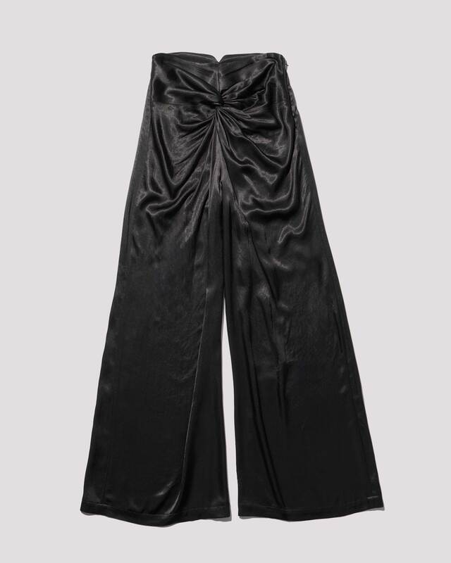 twisted satin pants / M259PT01 - black
