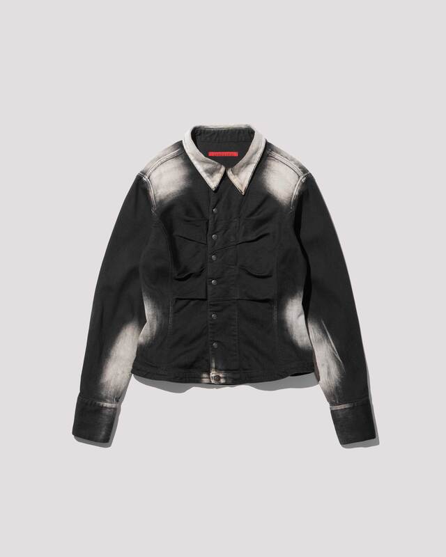 short zip denim shirt / M259SH02 - black