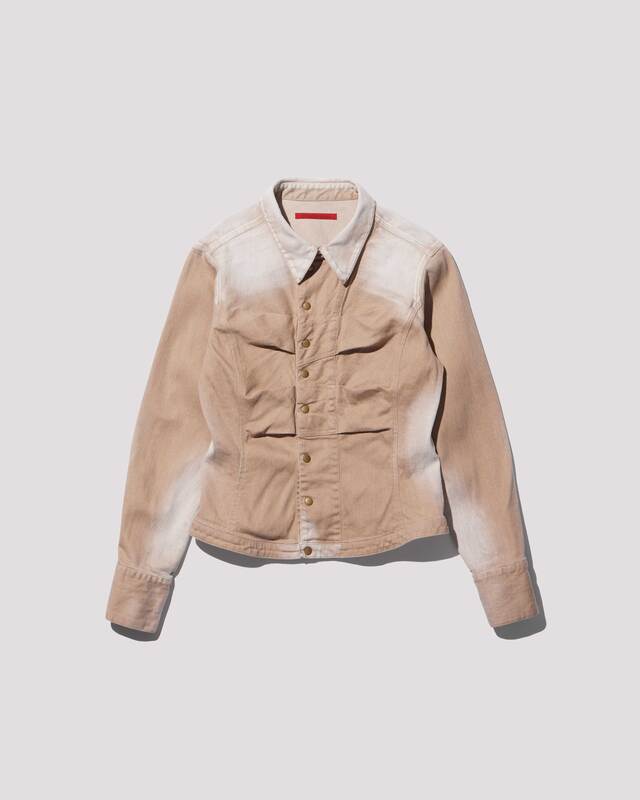 short zip denim shirt / M259SH02 - beige