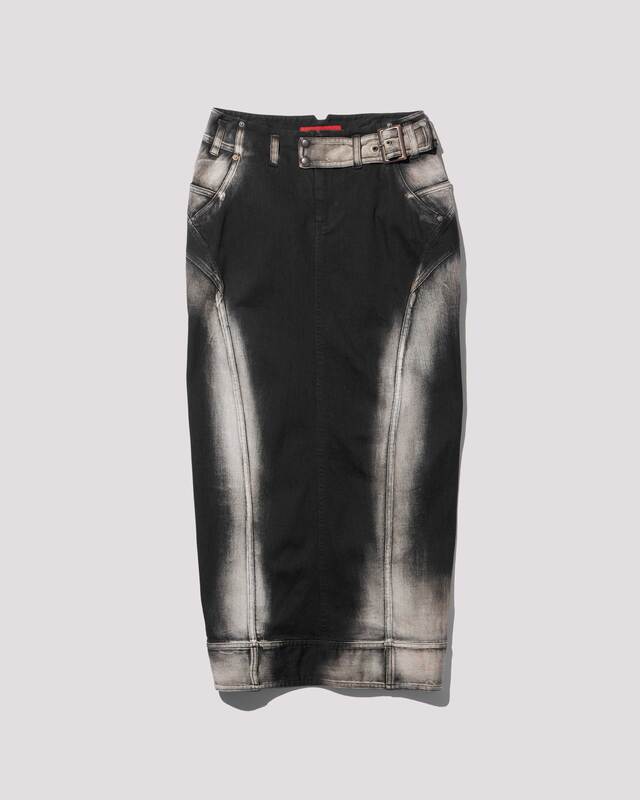 low-rise denim pencil skirt / M259SK01 - black