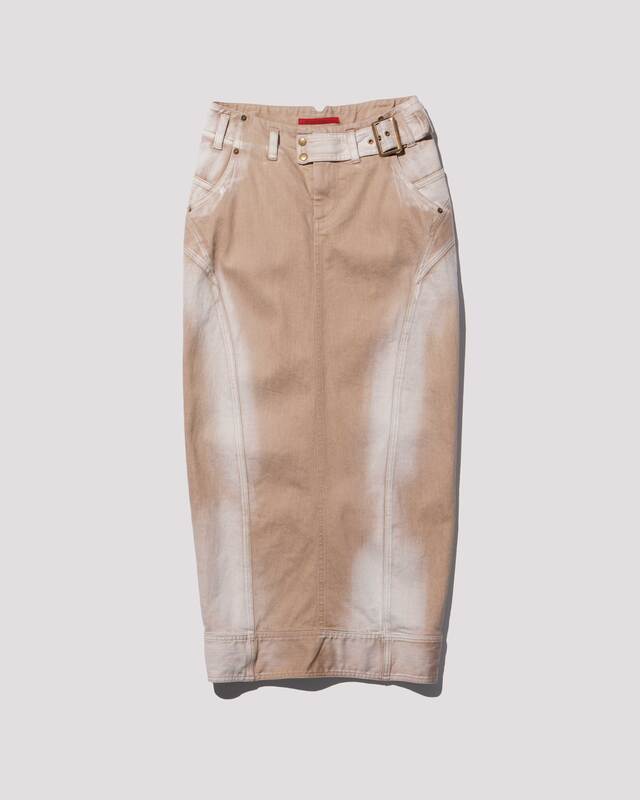 low-rise denim pencil skirt / M259SK01 - beige