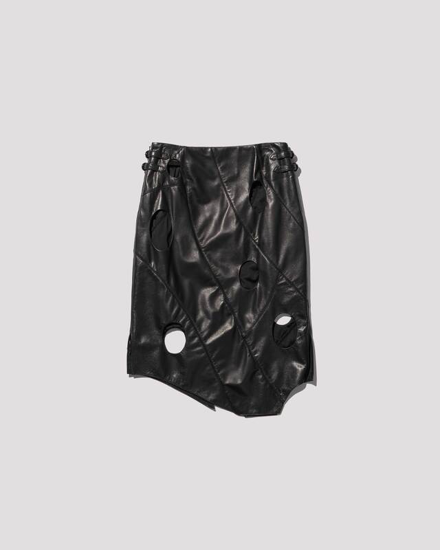 hole leather skirt / M259SK06 - black