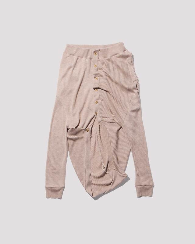 deformed knit skirt / M259SK07 - light brown