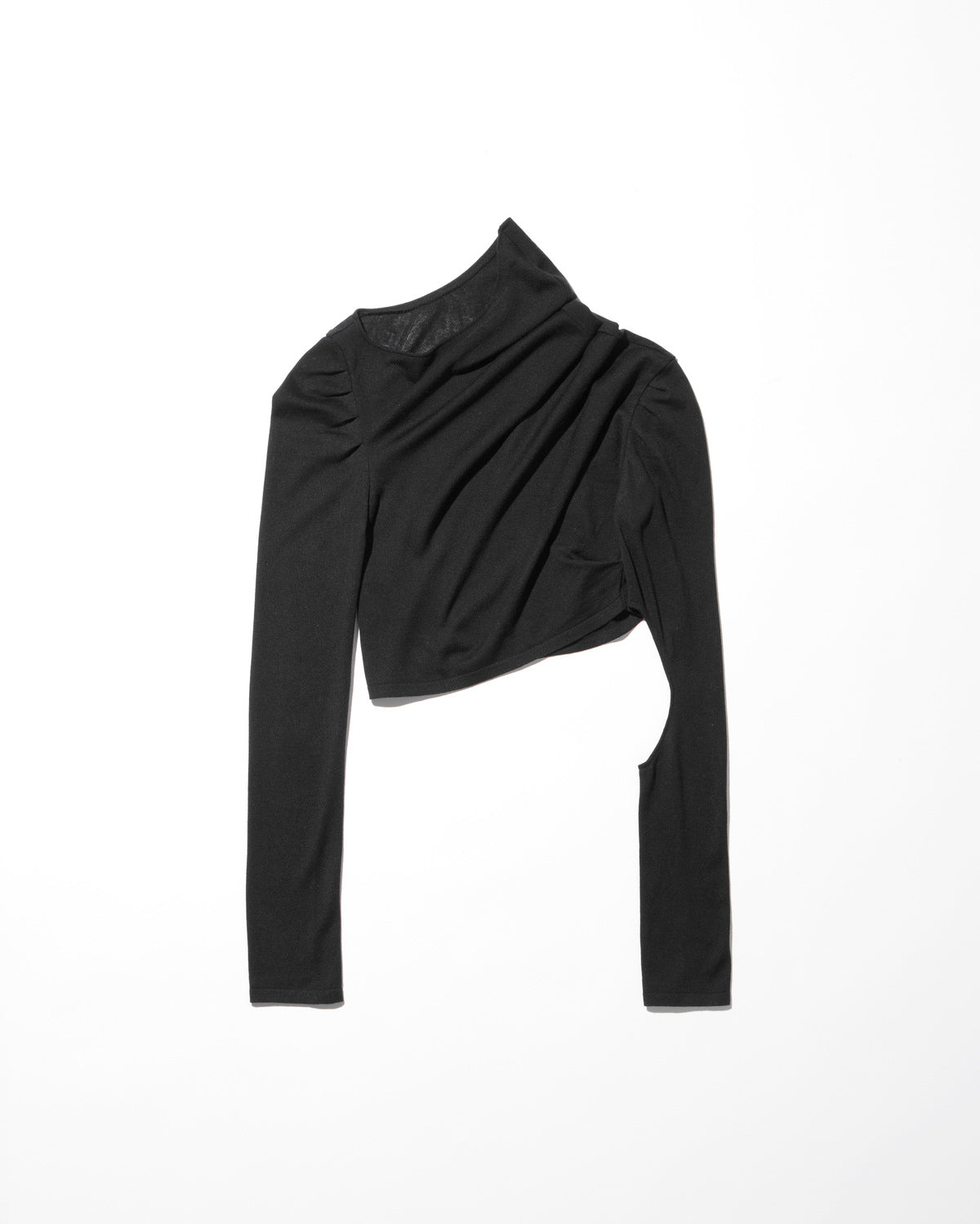 asymmetrical knit long sleeves / M259TS04 - black - mukcyen online