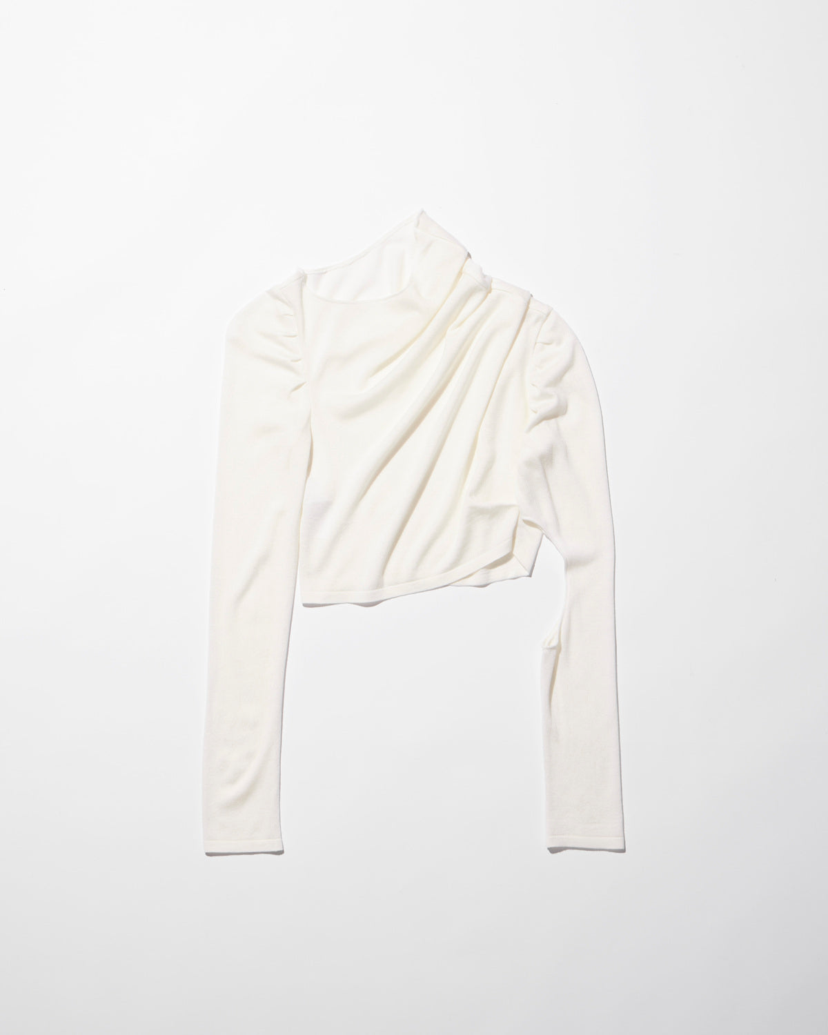 asymmetrical knit long sleeves / M259TS04 - white - mukcyen online