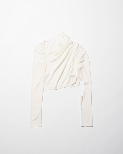 asymmetrical knit long sleeves / M259TS04 - white - mukcyen online