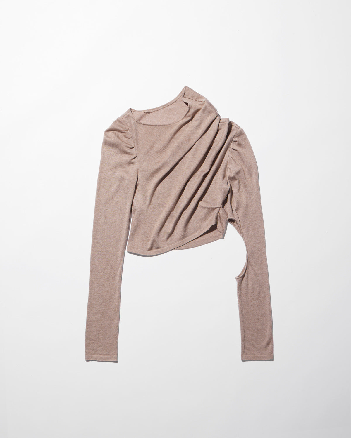 asymmetrical knit long sleeves / M259TS04 - brown - mukcyen online