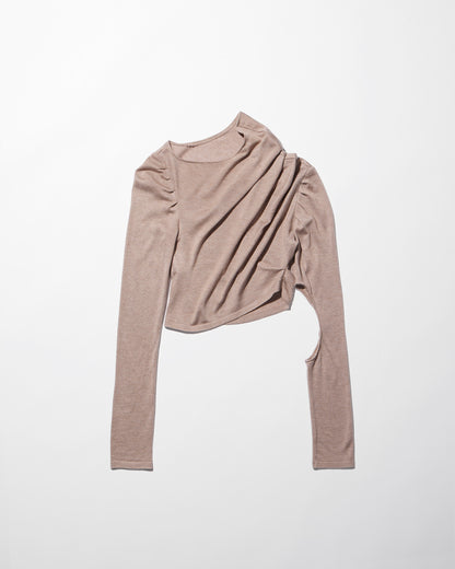 asymmetrical knit long sleeves / M259TS04 - brown - mukcyen online