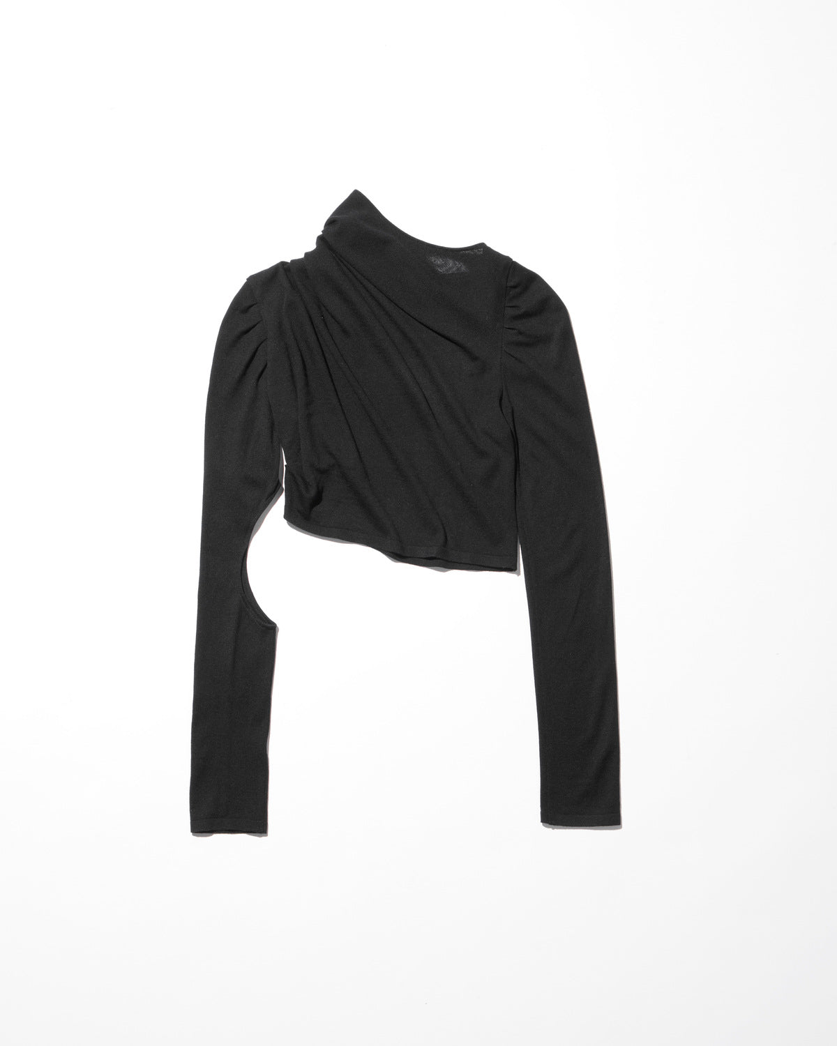 asymmetrical knit long sleeves / M259TS04 - black - mukcyen online