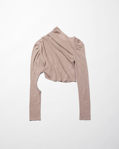 asymmetrical knit long sleeves / M259TS04 - brown - mukcyen online
