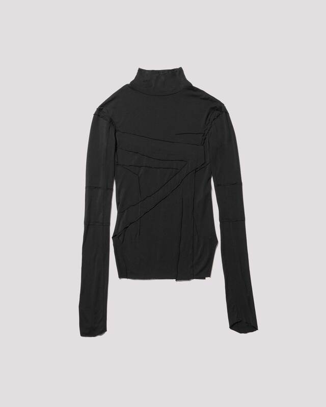 gauze high neck top / M259TS06 - black