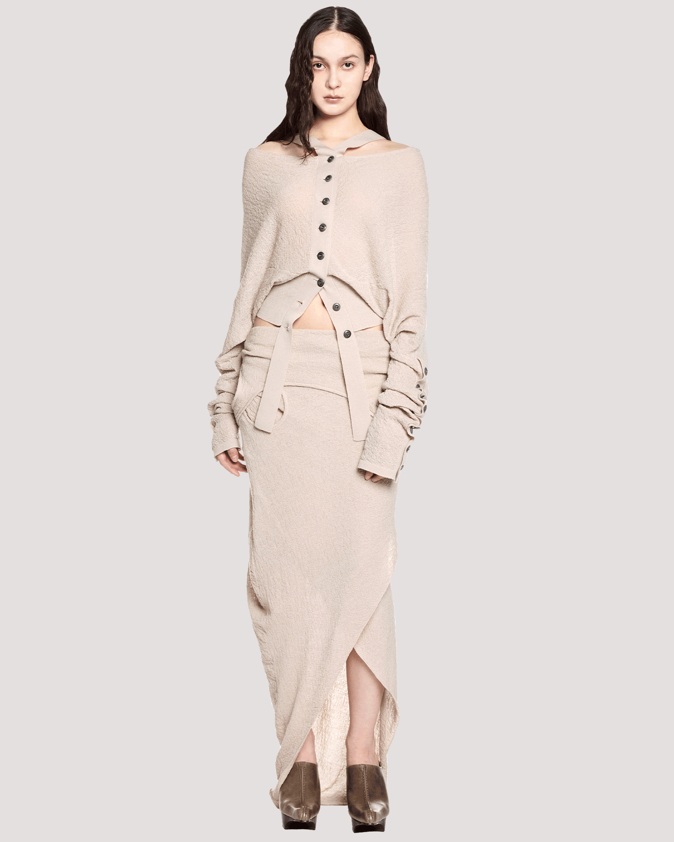 deformed knit cardigan / M259CD02 - ivory - mukcyen online