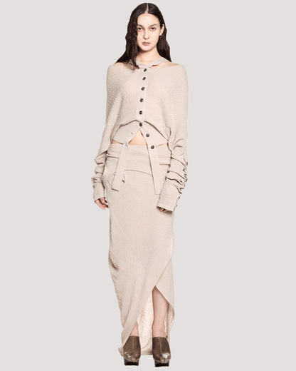 deformed knit cardigan / M259CD02 - ivory - mukcyen online