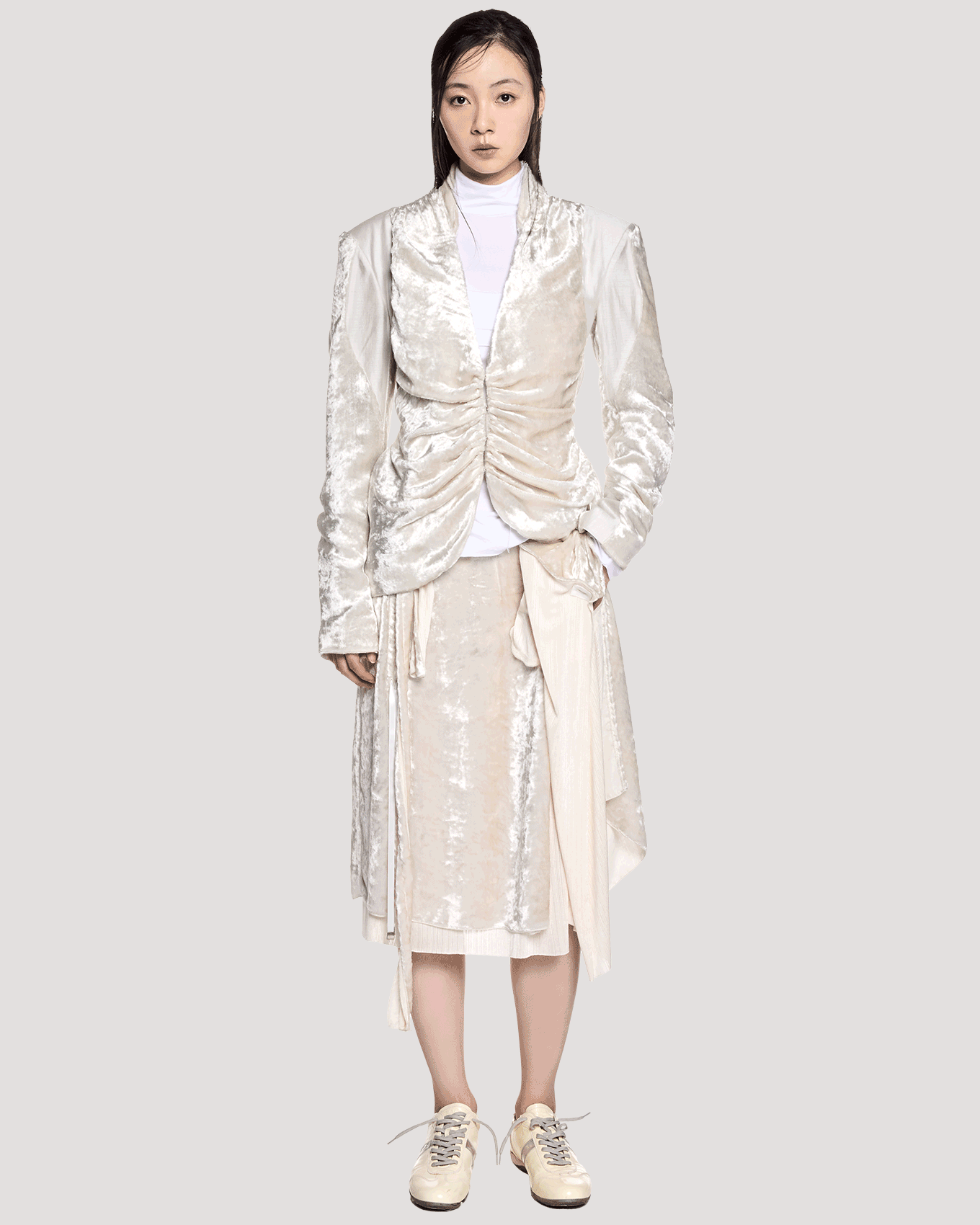 velvet draped jacket / M259JK02 - ecru - mukcyen online
