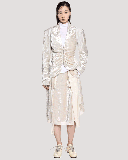 velvet draped jacket / M259JK02 - ecru - mukcyen online