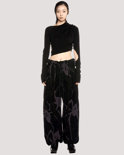 asymmetrical knit long sleeves / M259TS04 - black - mukcyen online