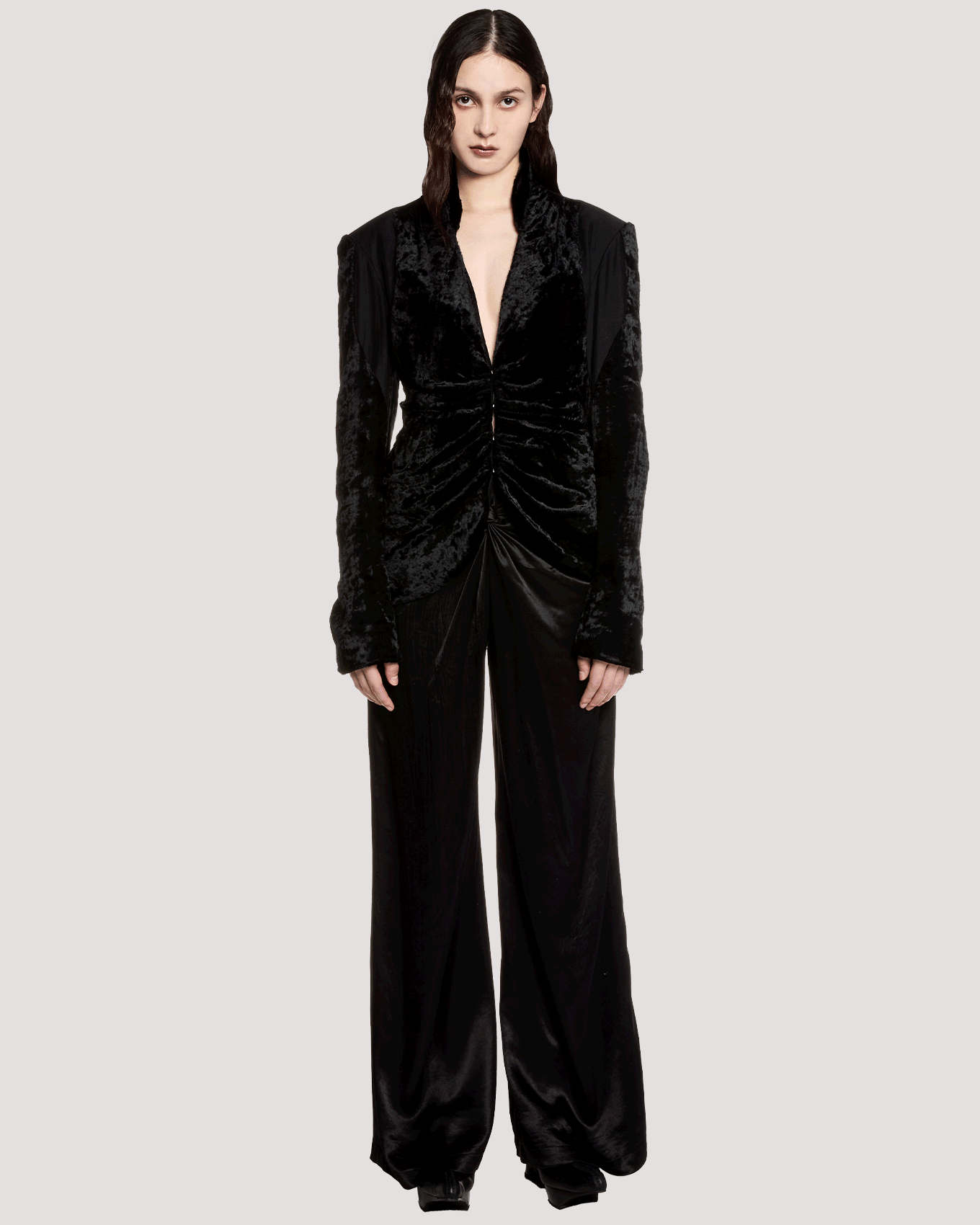 twisted satin pants / M259PT01 - black - mukcyen online